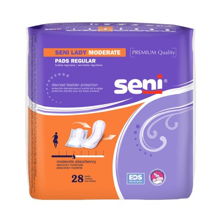 Bladder Control Pad Seni® Lady Moderate 10 Inch Length Light Absorbency Superabsorbant Core One Size Fits Most