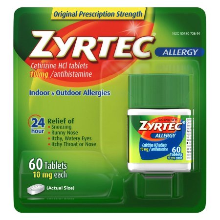 Allergy Relief Zyrtec® 10 mg Strength Tablet 60 per Bottle