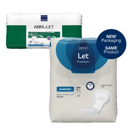 Incontinence Liner Abri-Let Anatomic 8 X 17 Inch Moderate Absorbency Fluff / Polymer Core One Size Fits Most