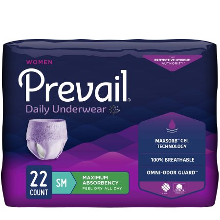 Female Adult Absorbent Underwear Prevail® Daily Underwear Pull On with Tear Away Seams Small Disposable Heavy Absorbency