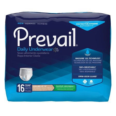 Male Adult Absorbent Underwear Prevail® Daily Underwear Pull On with Tear Away Seams X-Large Disposable Heavy Absorbency