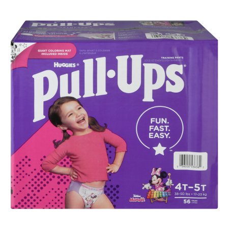 Female Toddler Training Pants Pull-Ups® Learning Designs® for Girls Pull On with Tear Away Seams Size 4T to 5T Disposable Heavy Absorbency