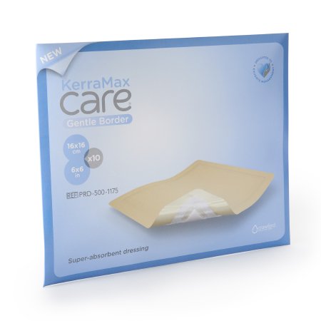 Super Absorbent Dressing KerraMax Care® Gentle Border 6 X 6 Inch Square