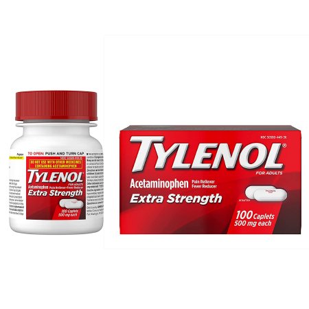 Pain Relief Tylenol® 500 mg Strength Acetaminophen Caplet 100 per Bottle