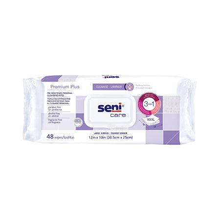 Rinse-Free Personal Wipe Seni® Care Soft Pack Unscented 48 Count