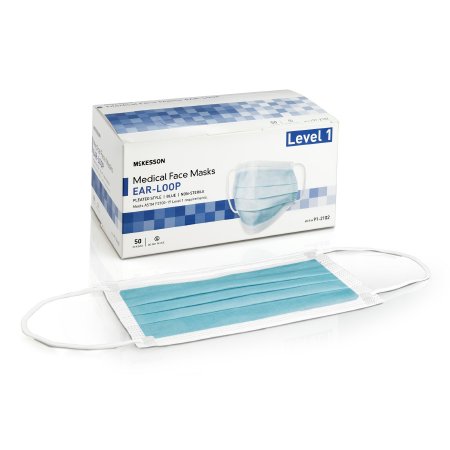 Procedure Mask McKesson Pleated Earloops One Size Fits Most Blue NonSterile ASTM Level 1 Adult