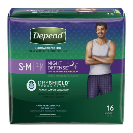 Male Adult Absorbent Underwear Depend® Night Defense® Pull On with Tear Away Seams Small / Medium Disposable Heavy Absorbency