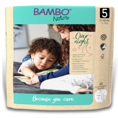Unisex Baby Diaper Bambo® Nature Size 5 Disposable Heavy Absorbency