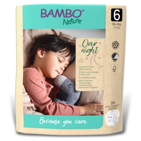 Unisex Baby Diaper Bambo® Nature Size 6 Disposable Heavy Absorbency
