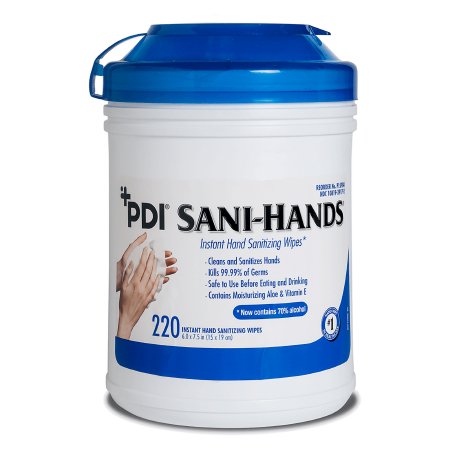 Hand Sanitizing Wipe Sani-Hands® 220 Count Ethyl Alcohol Wipe Canister