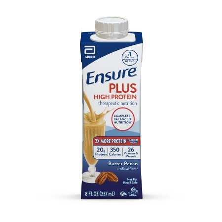 Oral Supplement Ensure® Plus High Protein Therapeutic Nutrition Shake Butter Pecan Flavor Liquid 8 oz. Reclosable Carton