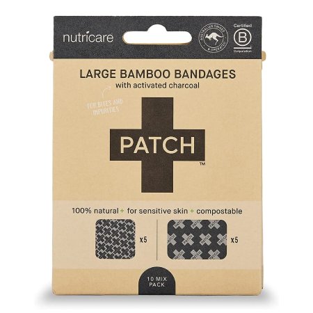 Adhesive Strip Patch™ 3/4 X 3 Inch Bamboo / Activated Charcoal Rectangle Black Sterile
