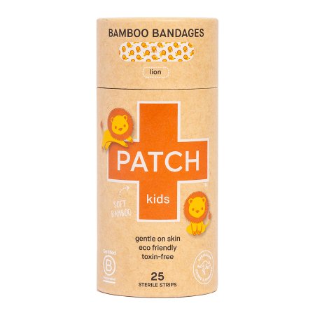 Adhesive Strip Patch™ Kids 3/4 X 3 Inch Bamboo Rectangle Kid Design (Lion) Sterile
