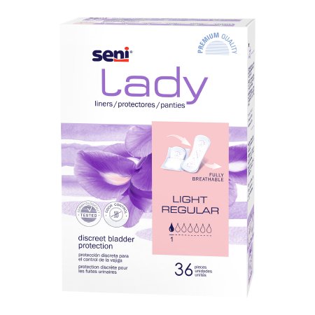 Bladder Control Pad Seni® Lady Light 7.3 Inch Length Light Absorbency Superabsorbant Core One Size Fits Most