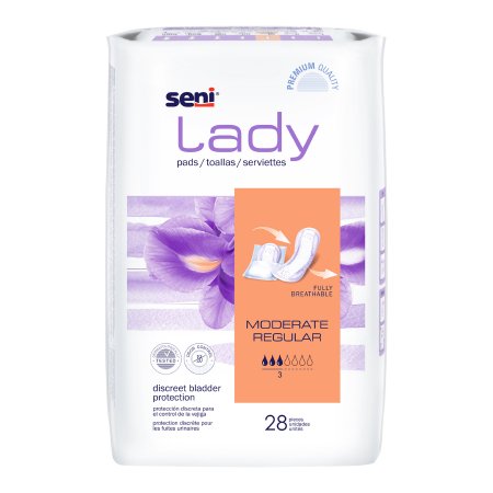 Bladder Control Pad Seni® Lady Moderate 10 Inch Length Moderate Absorbency Superabsorbant Core One Size Fits Most