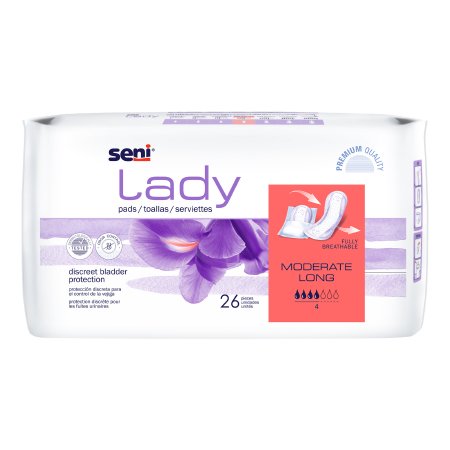 Bladder Control Pad Seni® Lady Moderate 11 Inch Length Moderate Absorbency Superabsorbant Core One Size Fits Most