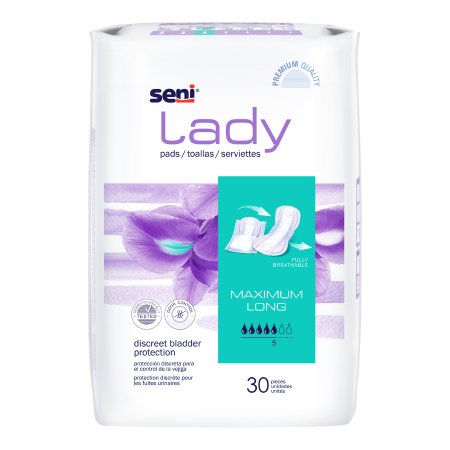 Bladder Control Pad Seni® Lady Maximum 11 Inch Length Moderate Absorbency Superabsorbant Core One Size Fits Most