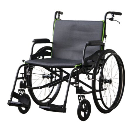 Lightweight Wheelchair Feather Full Length Arm Swing-Away Footrest Gray / Green Upholstery 22 Inch Seat Width Adult 350 lbs. Weight Capacity