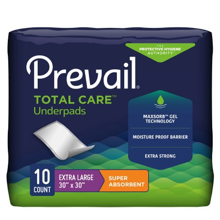 Disposable Underpad Prevail® Total Care™ 30 X 30 Inch Super Absorbent Core Heavy Absorbency