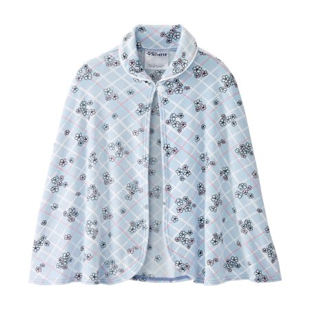 Bed Jacket Cape Silverts® Daisy Plaid One Size Fits Most Front Opening Button Closure Female
