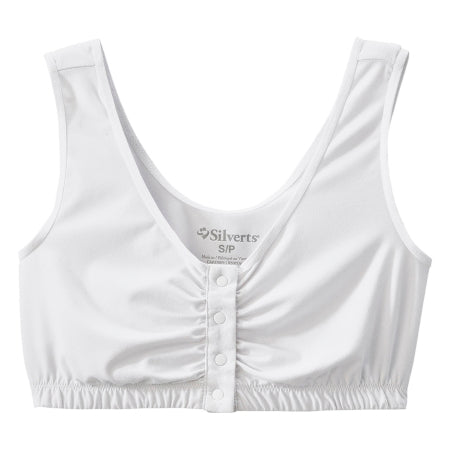 Adaptive Front Closure Bra Silverts® White Small 34 to 36 Inch