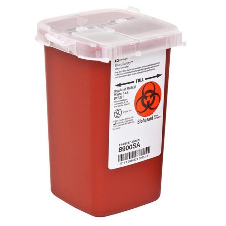 Sharps Container SharpSafety™ Red Base 6-1/4 H X 4-1/2 W X 4-1/4 D Inch Vertical Entry 0.25 Gallon