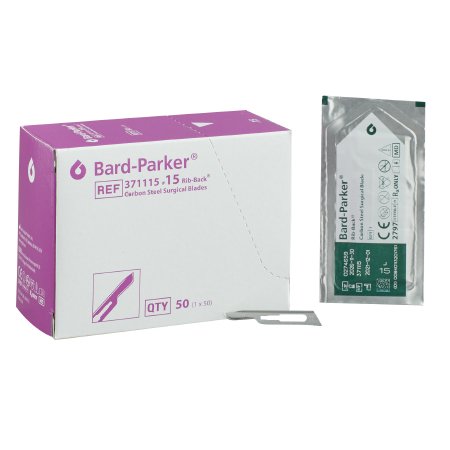 Surgical Blade Bard-Parker® Rib-Back® Carbon Steel No. 15 Sterile Disposable Individually Wrapped