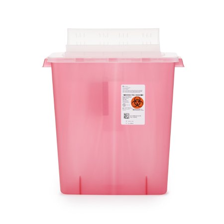 Sharps Container In-Room™ Translucent Red Base 16-1/4 H X 13-3/4 W X 6 D Inch Horizontal Entry 3 Gallon
