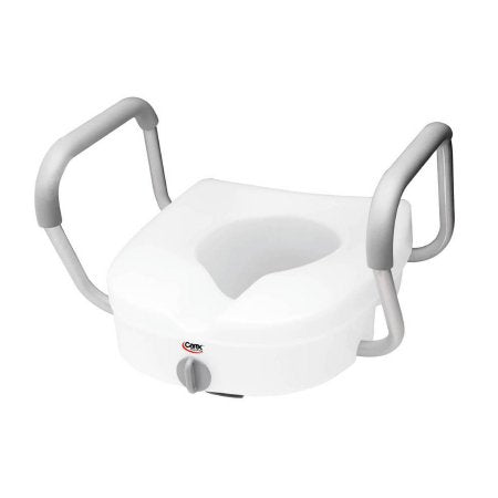 Raised Toilet Seat with Arms E-Z Lock™ 5 Inch Height White 300 lbs. Weight Capacity