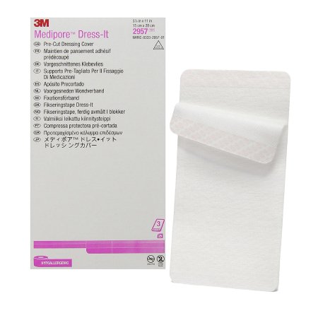 Dressing Retention Tape with Liner 3M™ Medipore™ Dress-It White 5-7/8 X 11 Inch Soft Cloth NonSterile