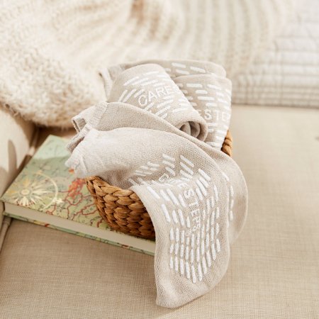 Slipper Socks Care-Steps® Large Tan Above the Ankle