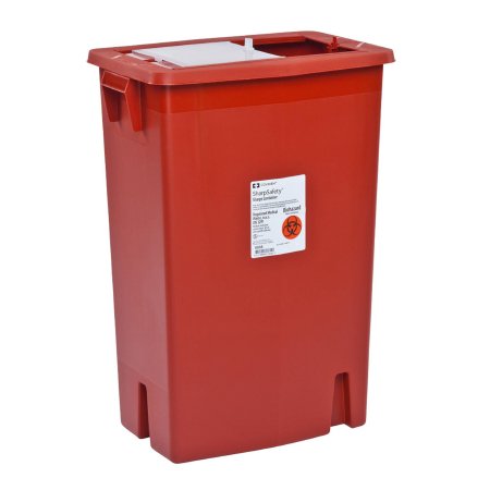 Sharps Container SharpSafety™ Red Base 26 H X 18-1/4 W X 12-3/4 D Inch Vertical Entry 18 Gallon