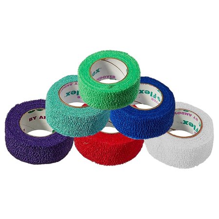 Cohesive Bandage CoFlex® 1-1/2 Inch X 5 Yard Self-Adherent Closure Teal / Blue / White / Purple / Red / Green NonSterile 14 lbs. Tensile Strength
