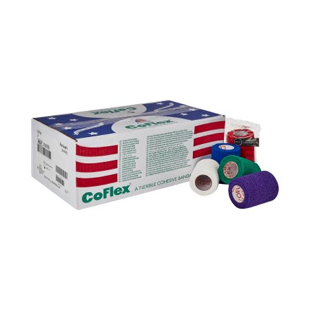 Cohesive Bandage CoFlex® 3 Inch X 5 Yard Self-Adherent Closure Teal / Blue / White / Purple / Red / Green NonSterile 14 lbs. Tensile Strength
