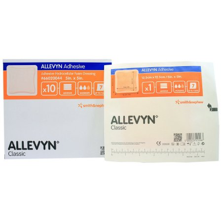 Foam Dressing Allevyn Adhesive 5 X 5 Inch With Border Film Backing Adhesive Square Sterile