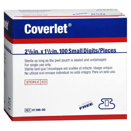 Adhesive Strip Coverlet® 1-1/2 X 2-1/2 Inch Fabric Fingertip Tan Sterile