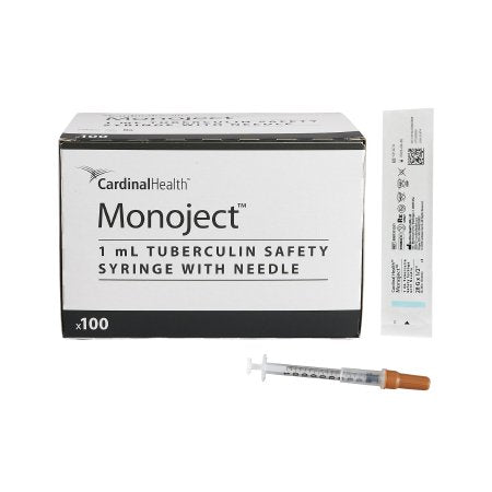 Safety Tuberculin Syringe with Needle Monoject™ 1 mL 1/2 Inch 28 Gauge Sliding Safety Needle Regular Wall