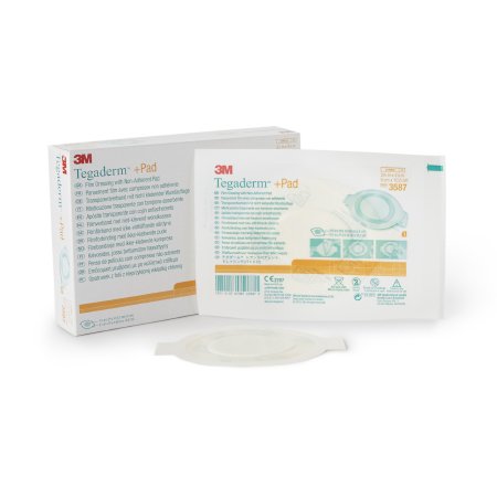 Transparent Film Dressing with Pad 3M™ Tegaderm™ 3-1/2 X 4 Inch Frame Style Delivery Rectangle Sterile