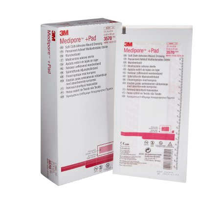 Adhesive Dressing 3M™ Medipore™ 3-1/2 X 8 Inch Soft Cloth Rectangle White Sterile