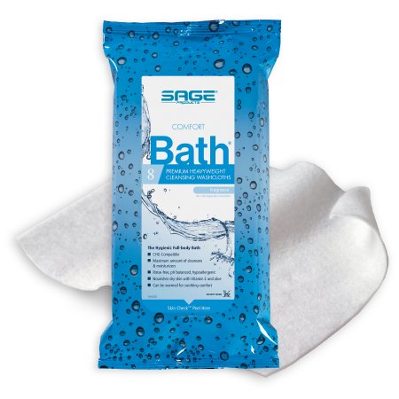 Rinse-Free Bath Wipe Comfort Bath® Premium Heavyweight Soft Pack Water / Glycerin / Aloe / Vitamin E Scented 8 Count