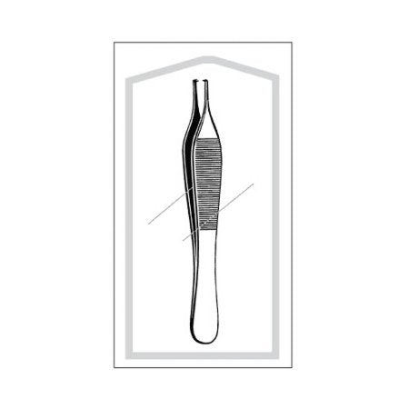 Tissue Forceps Econo™ Adson 4-3/4 Inch Length Floor Grade Pakistan Stainless Steel Sterile NonLocking Thumb Handle Straight Serrated Tips with 1 X 2 Teeth