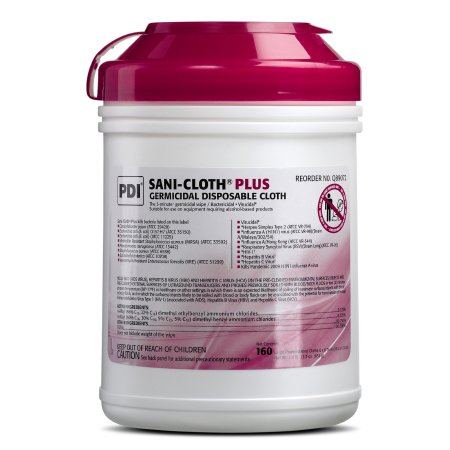 Sani-Cloth® Plus Surface Disinfectant Cleaner Premoistened Germicidal Manual Pull Wipe 160 Count Canister Alcohol Scent NonSterile