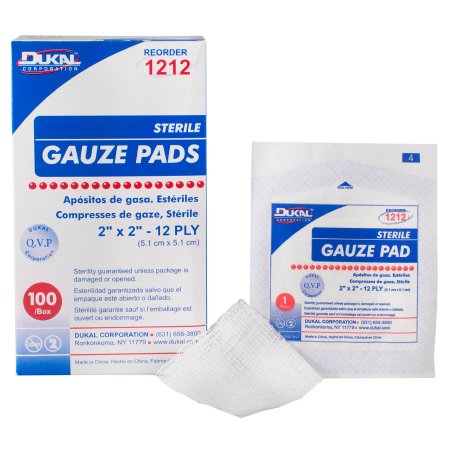 Gauze Sponge Dukal™ 2 X 2 Inch 1 per Pack Sterile 12-Ply Square