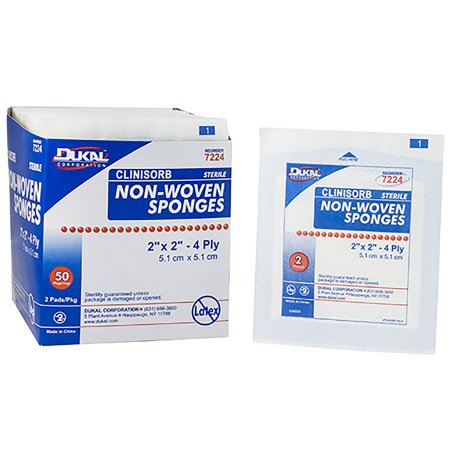 Nonwoven Sponge Clinisorb 2 X 2 Inch 2 per Pack Sterile 4-Ply Square