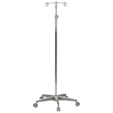 IV Stand Floor Stand McKesson 2-Hook 5-Leg, Dual-Wheel Nylon Casters, Cast Aluminum Base