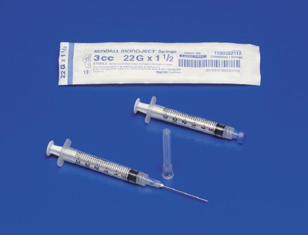 Standard Hypodermic Syringe with Needle Monoject™ 3 mL 5/8 Inch 25 Gauge NonSafety Regular Wall