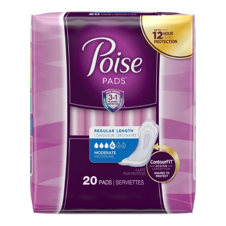 Bladder Control Pad Poise® 10.9 Inch Length Moderate Absorbency Sodium Polyacrylate Core Regular