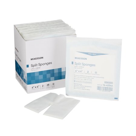 Split Sponges McKesson 4 X 4 Inch Sterile 6-Ply