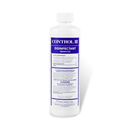 Control III® Disinfectant Germicide Surface Disinfectant Cleaner Quaternary Based Manual Pour Liquid Concentrate 16 oz. Bottle Benzaldehyde Scent NonSterile