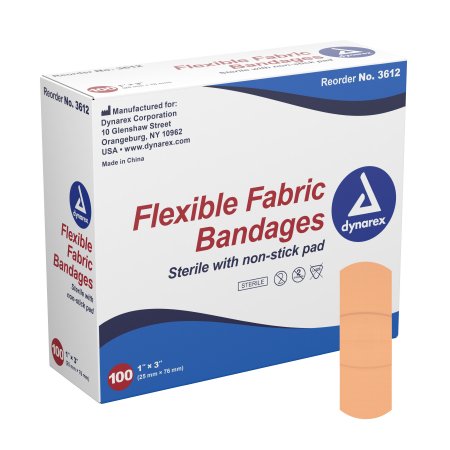 Adhesive Strip Dynarex® 1 X 3 Inch Fabric Rectangle Tan Sterile